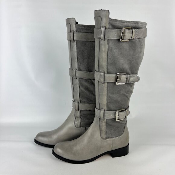 Cole Haan Womens Air Avalon Tall Riding Boots Gray Suede Buckles size 7 - Picture 3 of 16